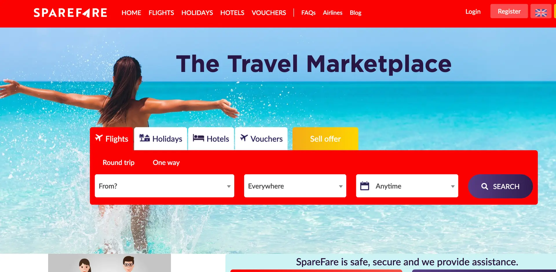 SpareFare travel marketplace website